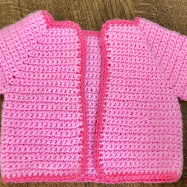 Beautiful Short Sleeved Crocheted Baby Cardigan 