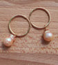 Peach Baroque Freshwater Pearls on 14k Gold Filled Hoops - Image 2