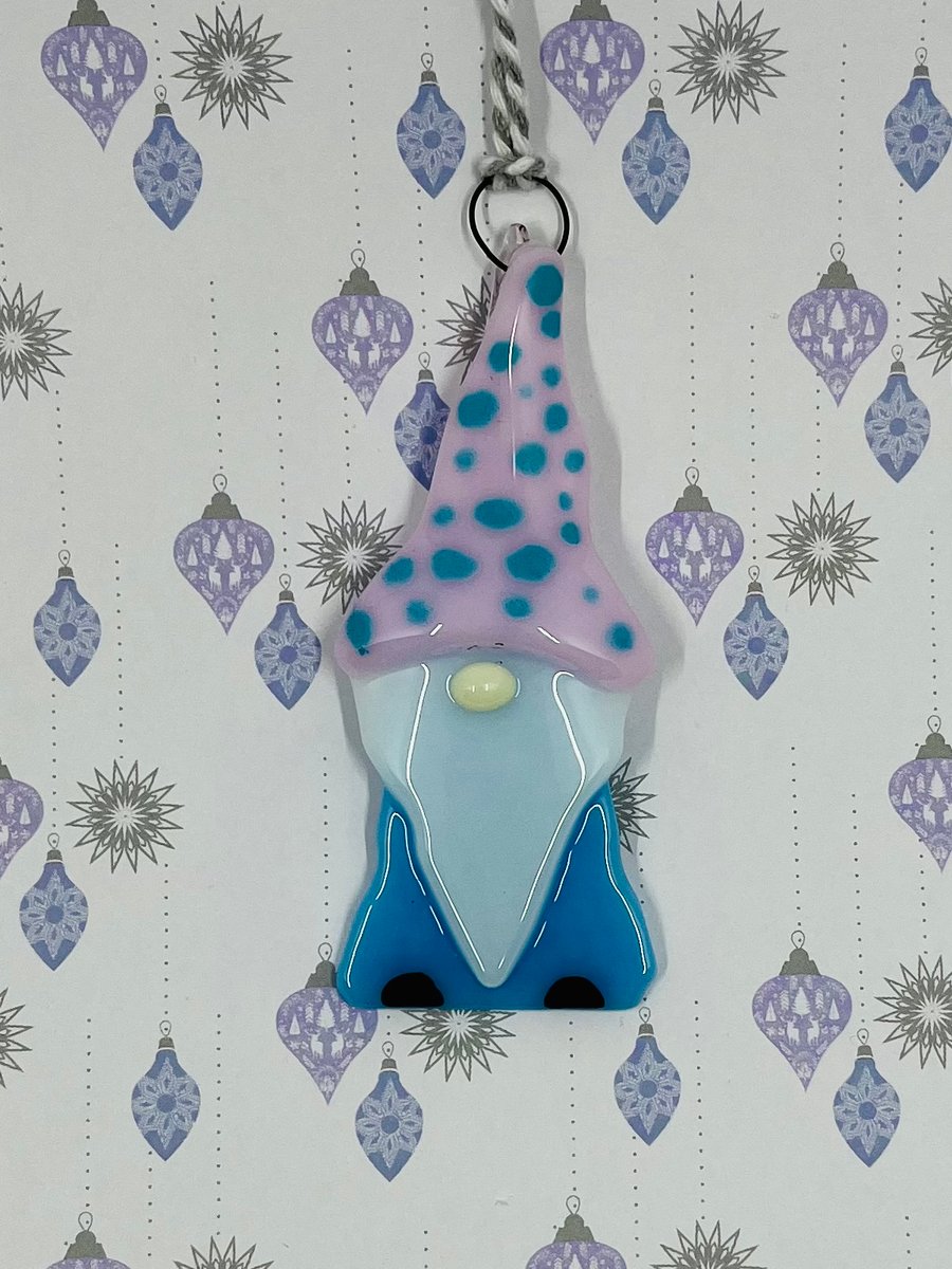 Handmade Fused Glass Gonk Hanging Christmas Decoration 