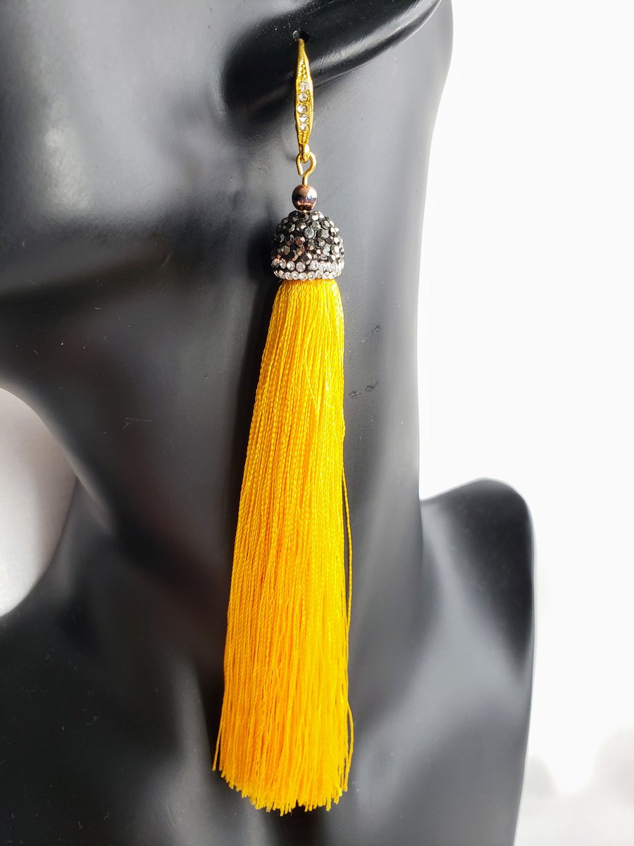 Yellow Tassel Earrings Gold Plated Jewellery Dress Party Mother's Day Christmas