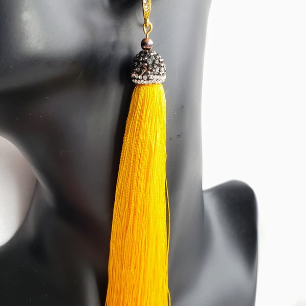 Yellow Tassel Earrings Gold Plated Jewellery Dress Party Mother's Day Christmas