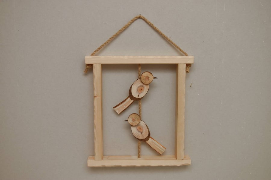 Birds on a Wire - Hanging Picture, 3d wood Picture, Rustic Wall Art