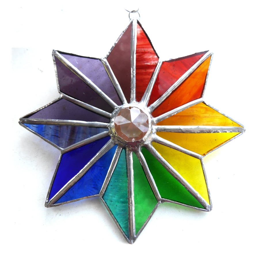 Star Rainbow Crystal Stained Glass Suncatcher 011