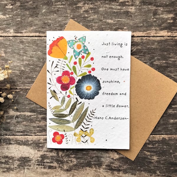 Plantable Seed Paper Birthday Card,Positive Quote cards,Flower greeting card