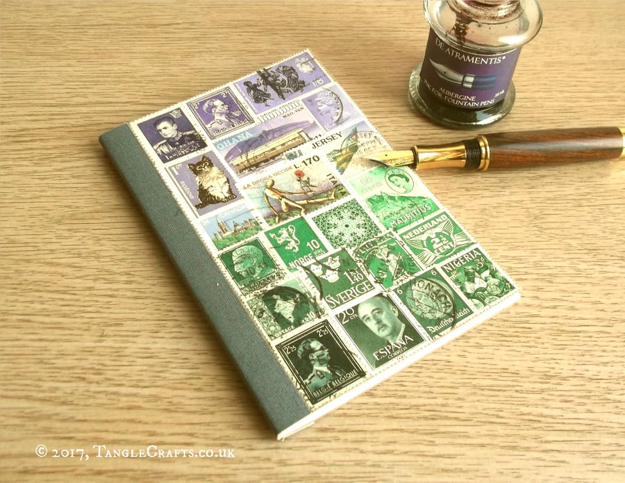 Lavender Landscape A6 Undated  Diary Journal - Recycled Stamp Art Collage