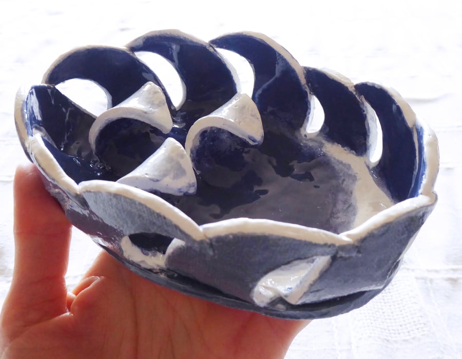 Handmade Ceramic Wave Inspired Ornamental Dish - CLEARANCE PRICE