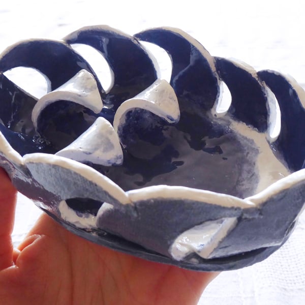 Handmade Ceramic Wave Inspired Ornamental Dish - CLEARANCE PRICE