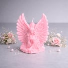 Handmade Pink Angel Figurine Candle - Organic Soy Wax - Scented