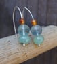 Fluorite, Amazonite and Carnelian bead drop earrings, Argentium Silver Earrings