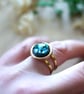 Black Resin and Abalone Shell adjustable Stainless Steel Gold Ring - Image 5