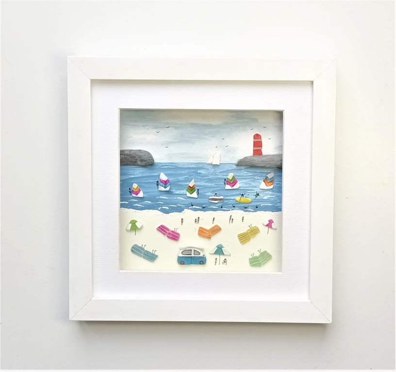 Coastal Wall Art, Beach Caravan Camping Holiday