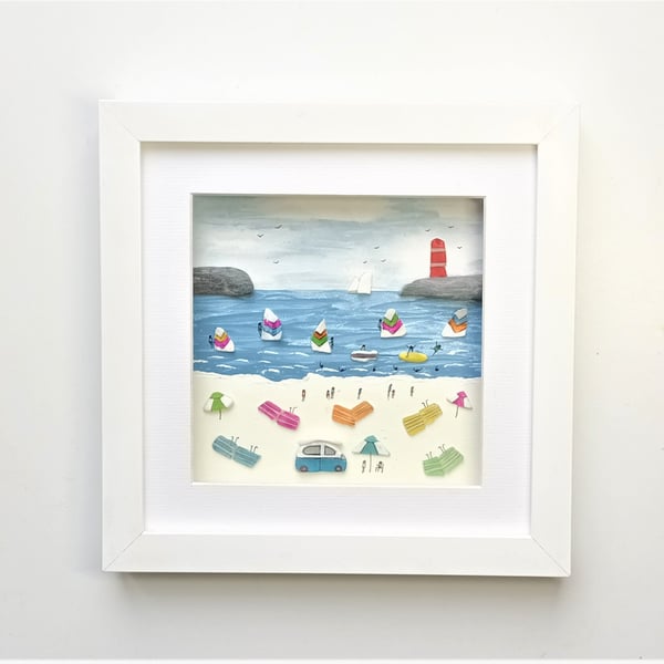 Coastal Wall Art, Beach Caravan Camping Holiday