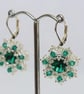 Emerald and Silver Beaded Crystal Earrings - Image 5
