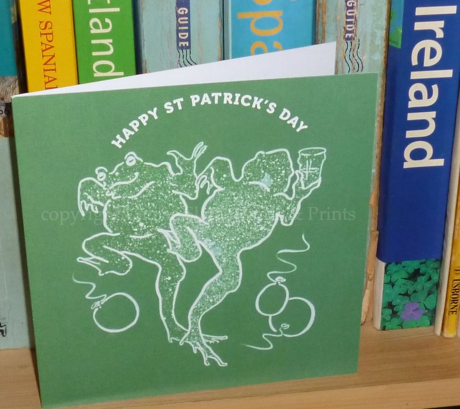 St Patrick's Day Card - Dancing Frogs