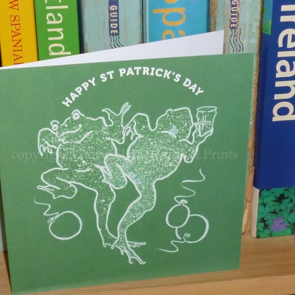 St Patrick's Day Card - Dancing Frogs