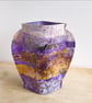 Paper vase cover, purples and gold abstract design