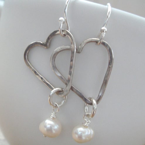 Pearly Heart Earrings