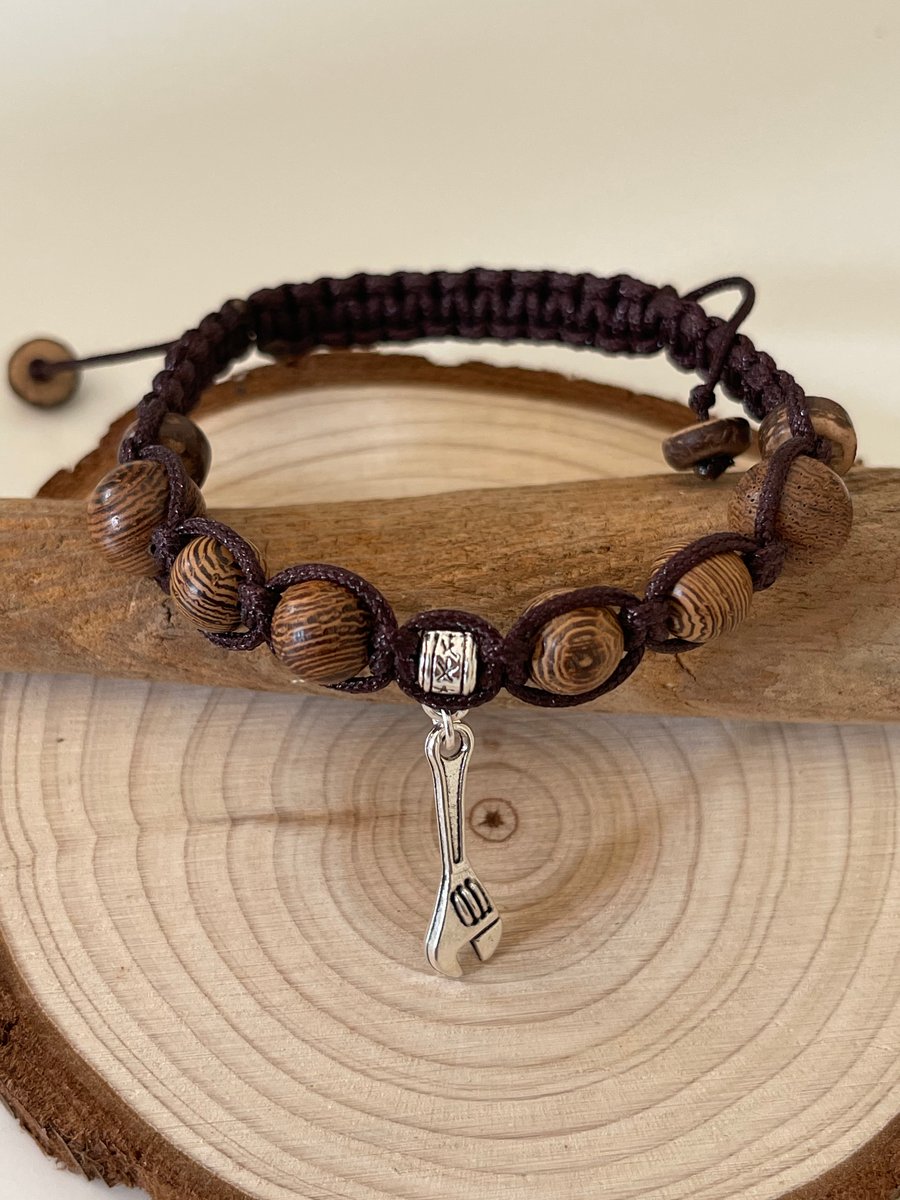 Wooden Beaded Adjustable Bracelet 