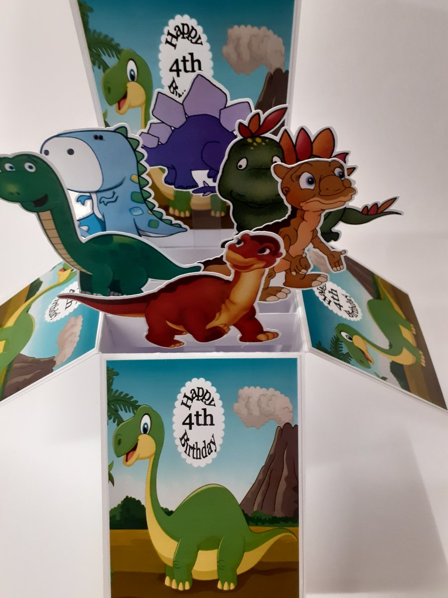 Boys 4th Birthday Card with Dinosaurs