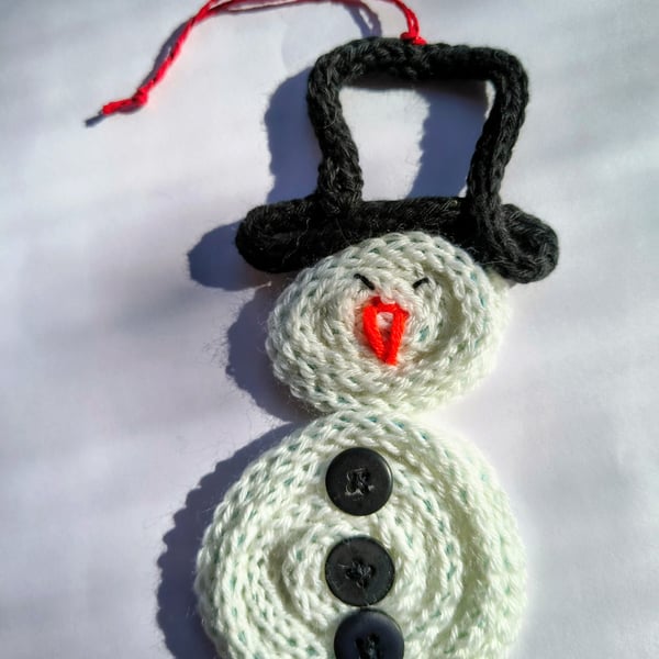 Snowman Christmas decoration, knitted wire