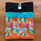 Patchwork building print iPad, book case