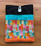 Patchwork building print iPad, book case