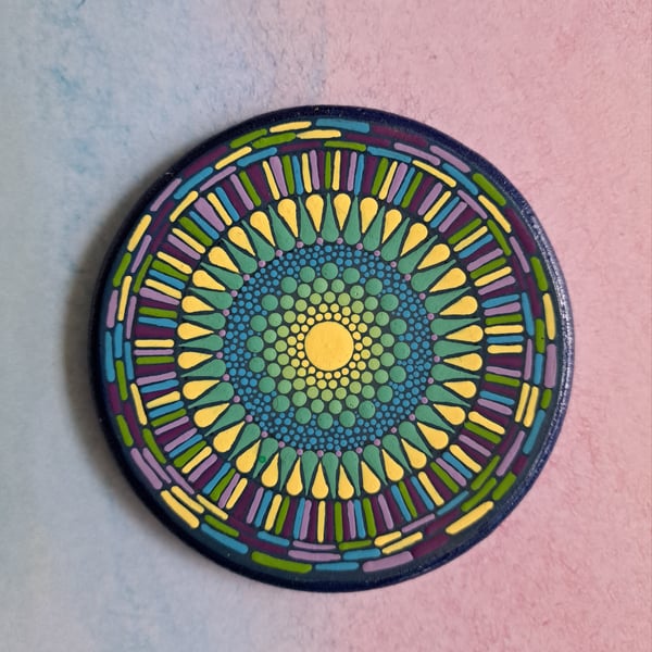 Hand Painted Round Wooden Coaster