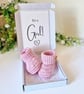 Baby Girl Gender Reveal Gift – It's a Girl Booties Keepsake - Image 1