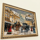 Handmade Embroidery Picture - Nostalgic Snowy London - Unique Hand-Stitched 