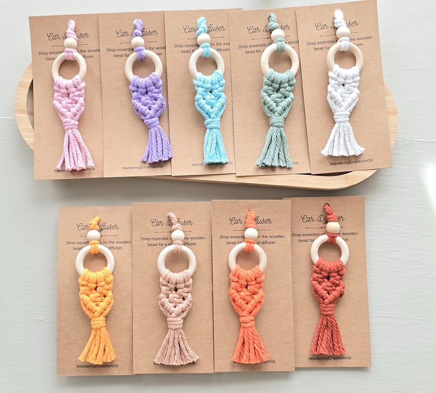 Macrame Car Diffuser Charm, Essential Oil Air Freshener 