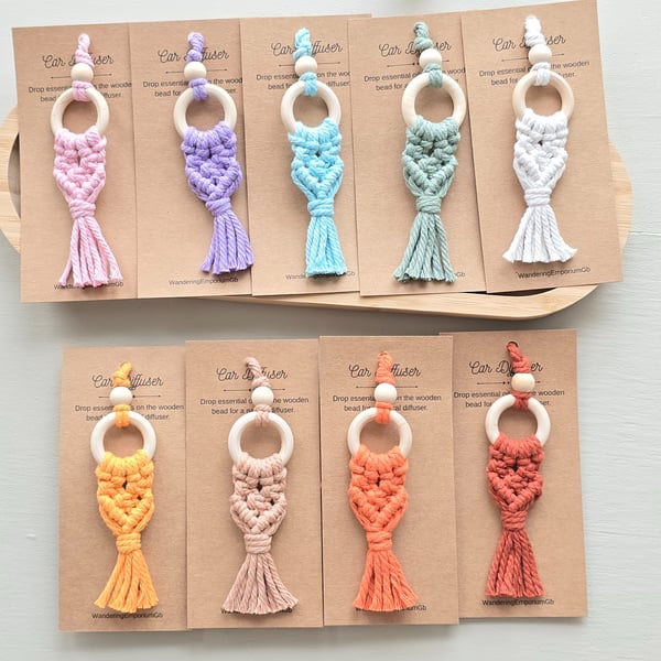 Macrame Car Diffuser Charm, Essential Oil Air Freshener 
