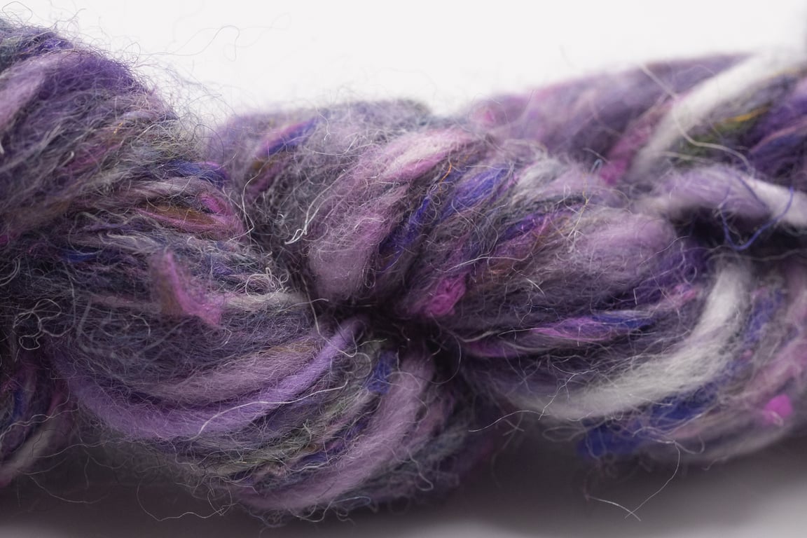 Purple and blue handspun Art Yarn 