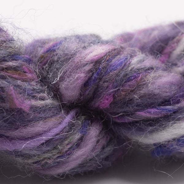 Purple and blue handspun Art Yarn 