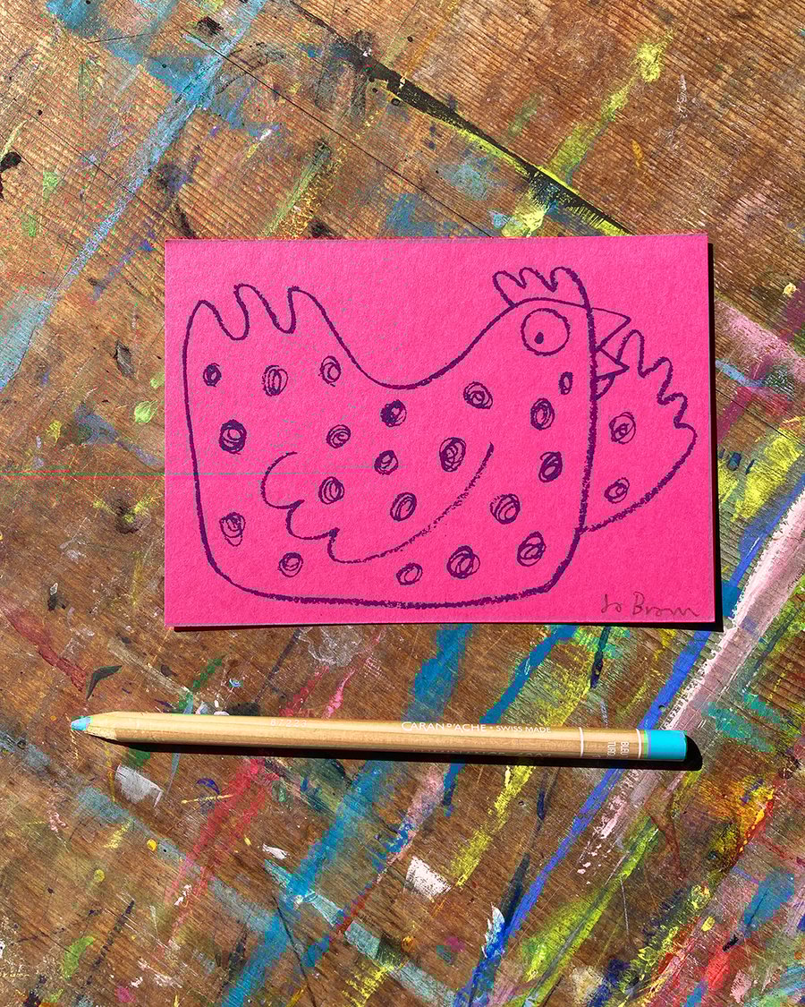 Small Chicken Screen Print by Jo Brown happytomato 