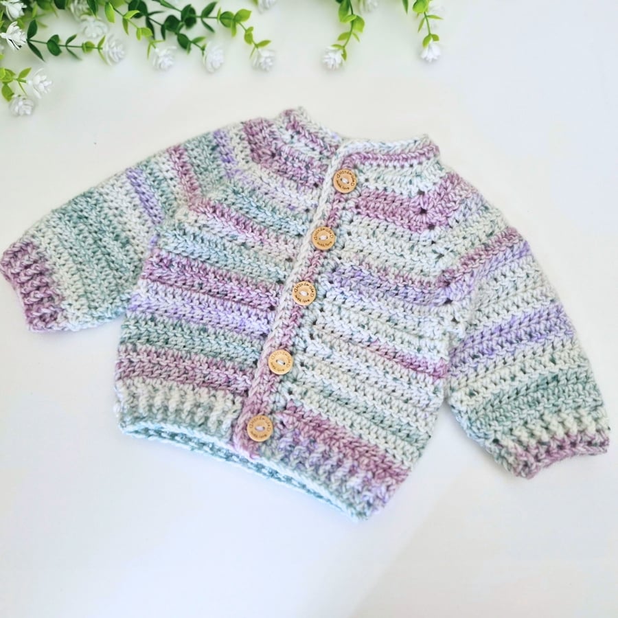 Crochet Baby Cardigan 0-3 Months – Ready to Ship Baby Gift - Summer Seconds 