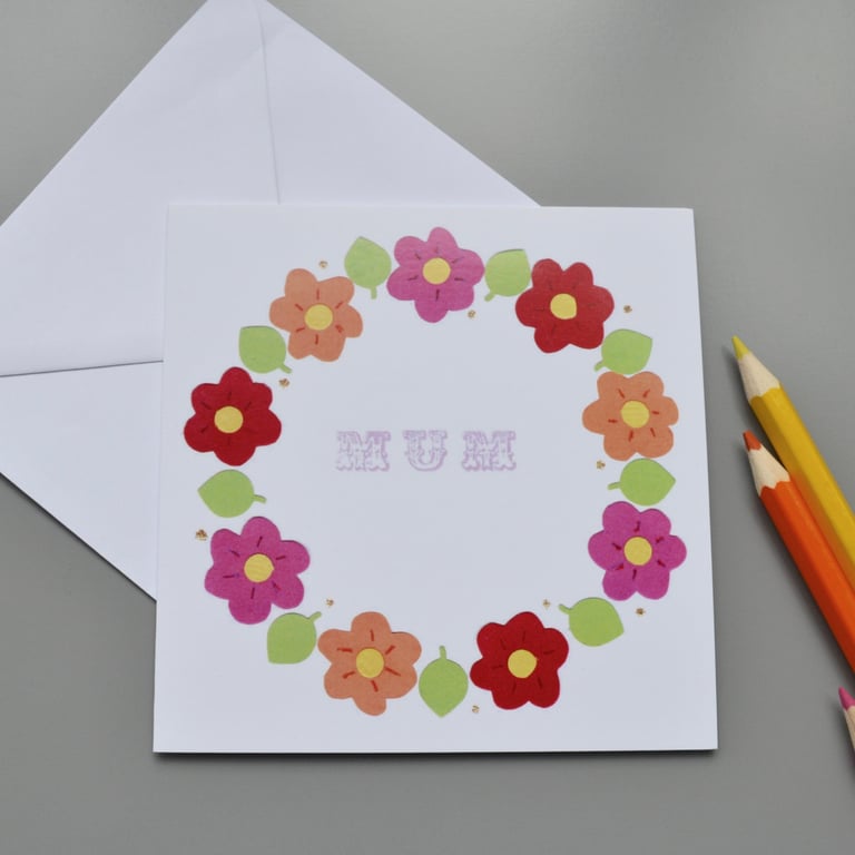 PERFECTLY IMPERFECT Mum floral garland Mother's Day card