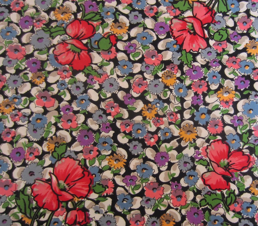 2 Metres of Vintage Unused Floral Fabric