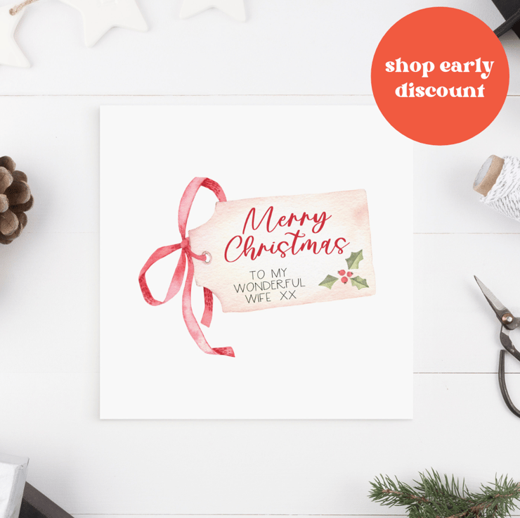 Personalised Wife Christmas Card Folksy
