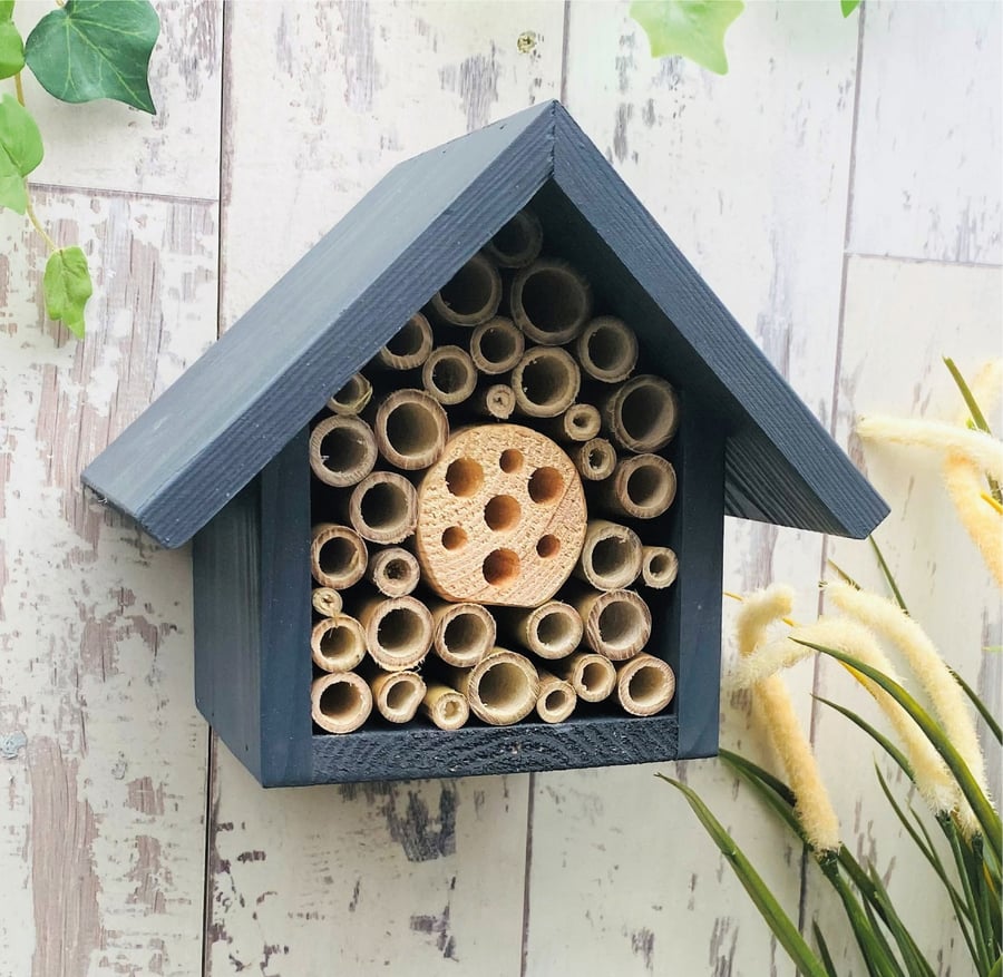 Mason Bee House, Bee Hotel, Insect House in 'Urban Slate'. Single Tier