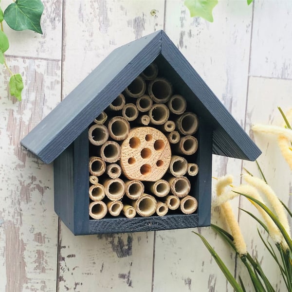 Mason Bee House, Bee Hotel, Insect House in 'Urban Slate'. Single Tier