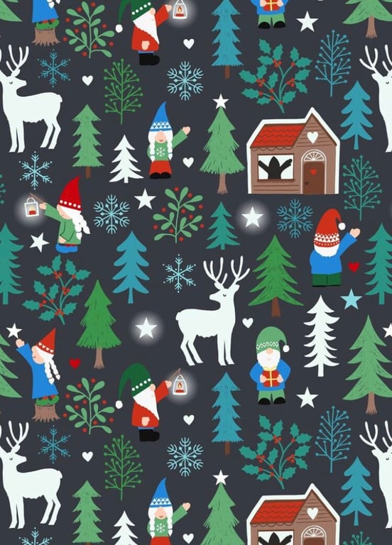 0.5m Glow in the Dark Tomte Forest Lewis and Irene 100% Cotton Fabric