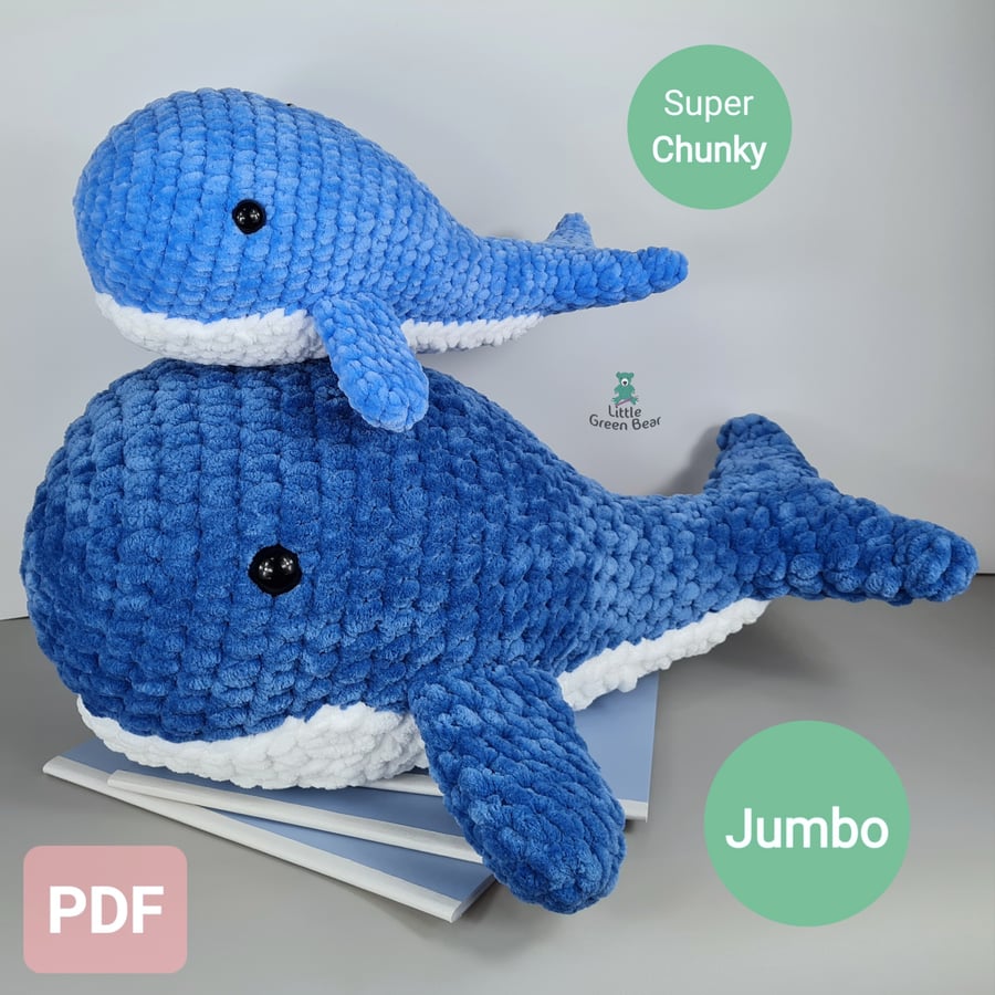 Wesley the Whale Crochet Pattern, Whale Amigurumi Pattern