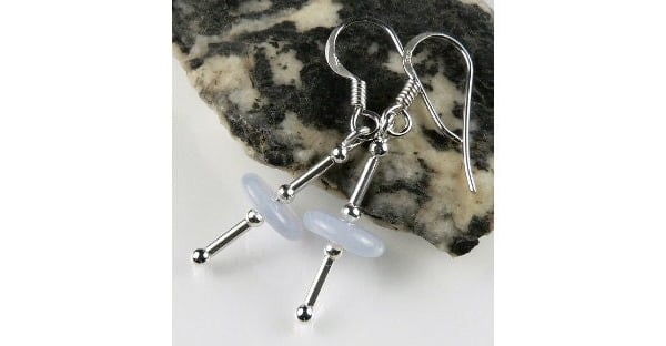 Natural stone slice drop earrings, sterling silver, in a gift - 8 stone options