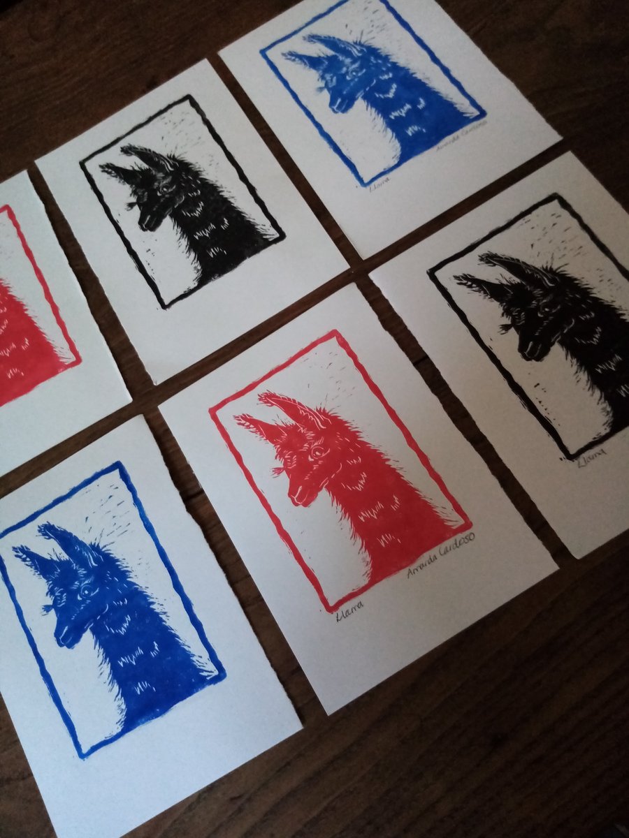 Llama print - cute handprinted linocut - choose your colour