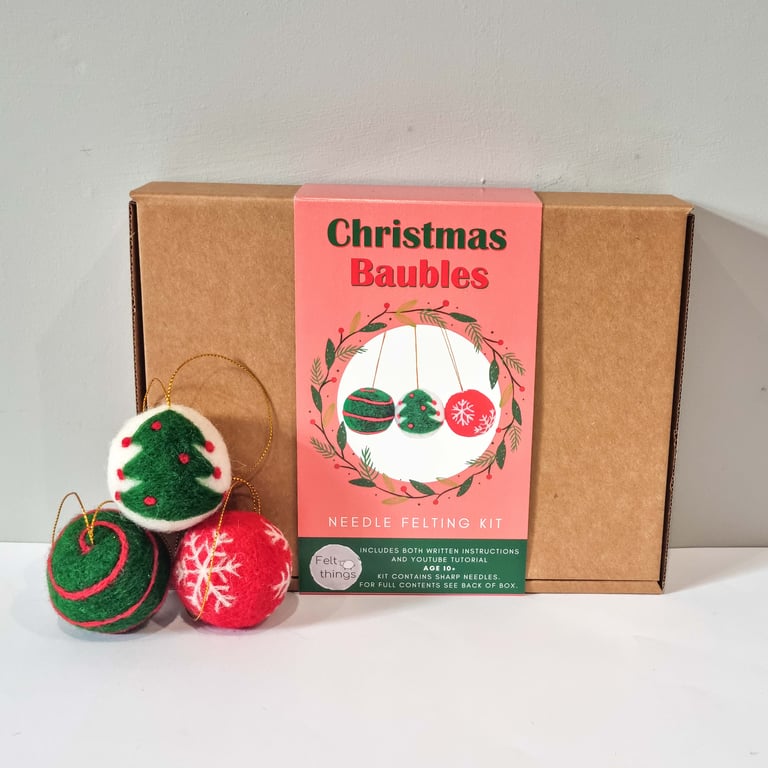 Christmas Baubles Felting Kit: Needle Felt Craft for Beginners