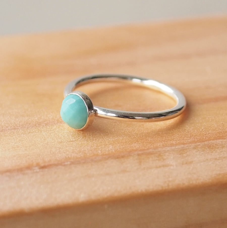 Turquoise Ring in Silver, December Birthstone Jewellery, Aqua Ring