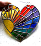 Sun Heart Suncatcher Stained Glass Rainbow Rays Handmade 006 - Image 3