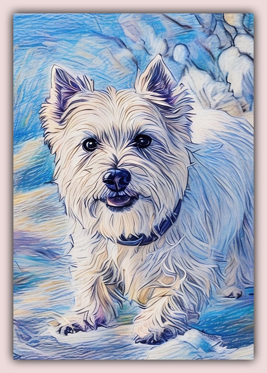 Bobbie The Westie in Winter Greeting Card A5