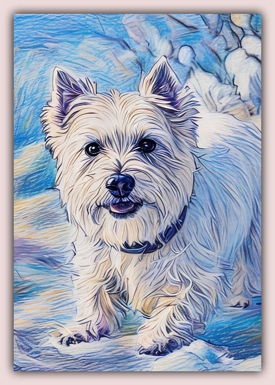 Bobbie The Westie in Winter Greeting Card A5