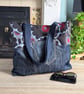 Oversized Upcycled Denim and Chenille X Large Tote Bag